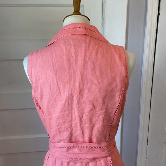 Jones New York Peach Linen Belted Wrap Dress, Size 8 - Picture 5 of 17
